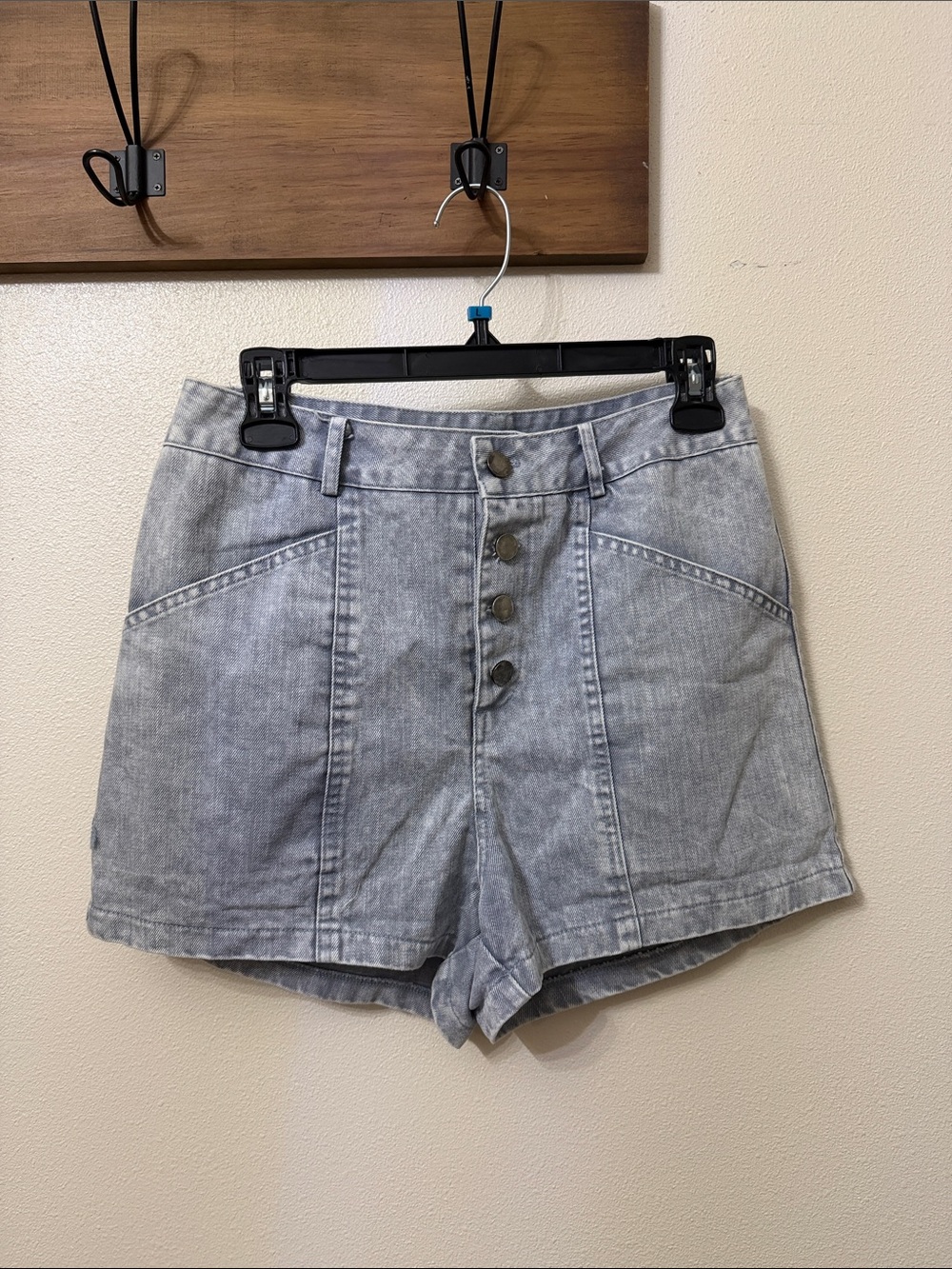 She and Sky High-Waist Button-Front Women's Denim Shorts — Light wash